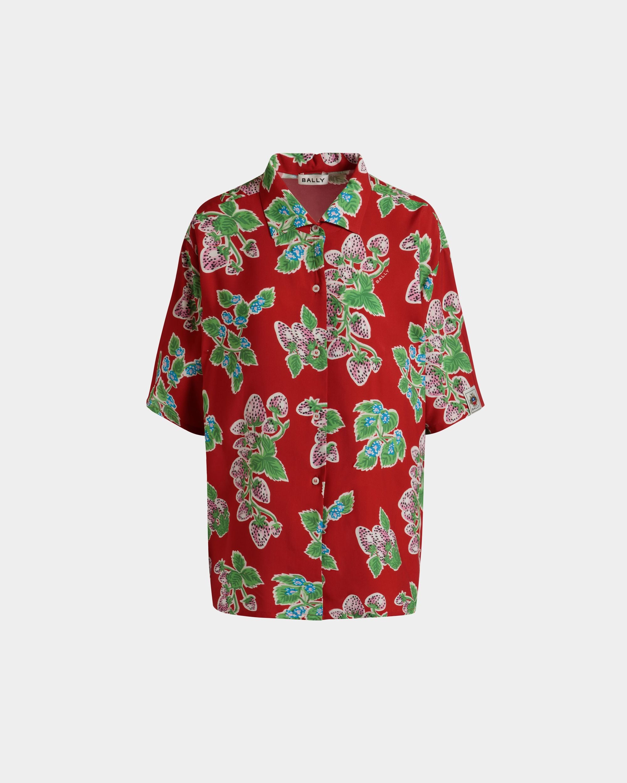 オーバーサイズ シャツ Strawberry プリント フルイドポプリン - 女性 - Bally - 01