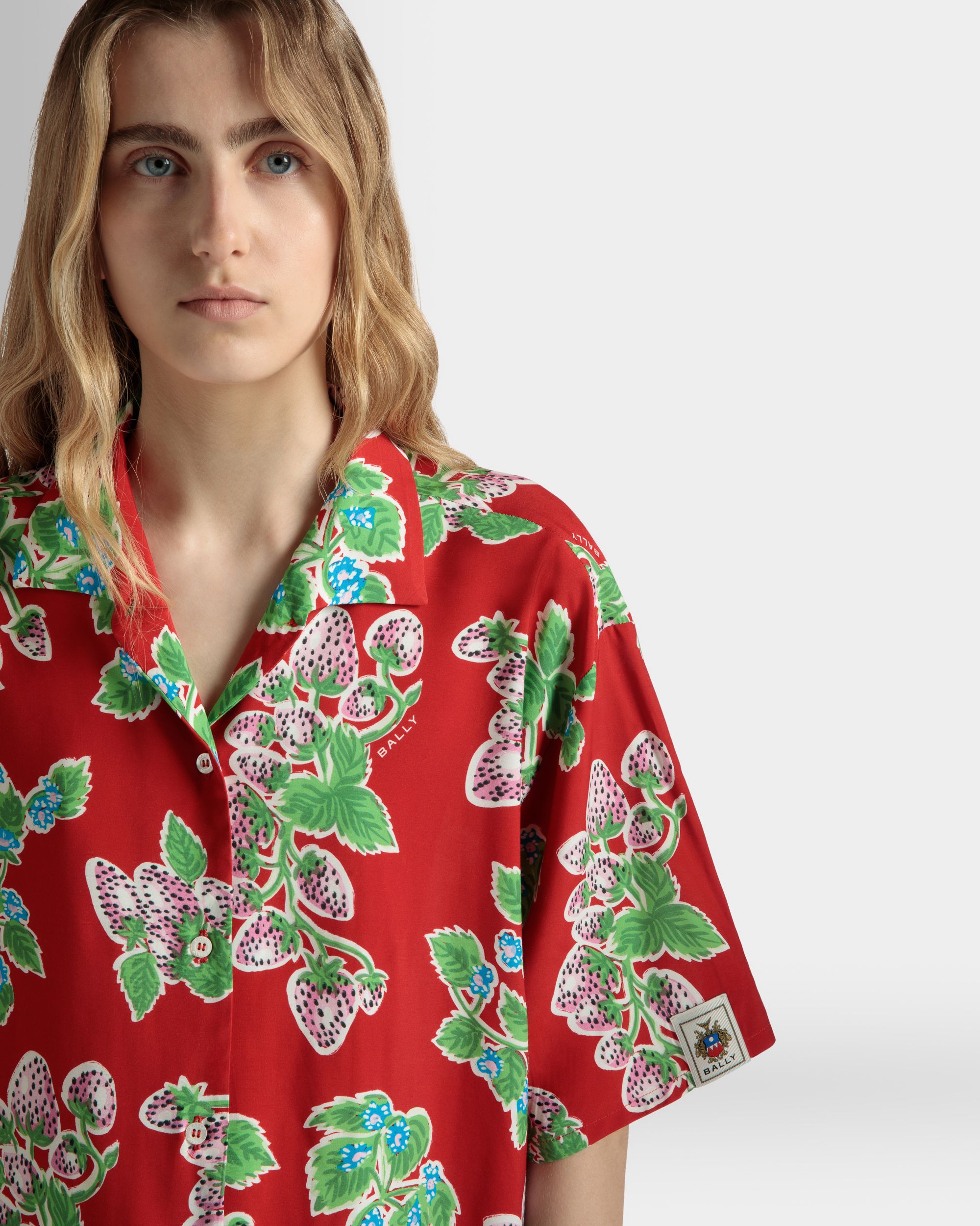 オーバーサイズ シャツ Strawberry プリント フルイドポプリン - 女性 - Bally - 04
