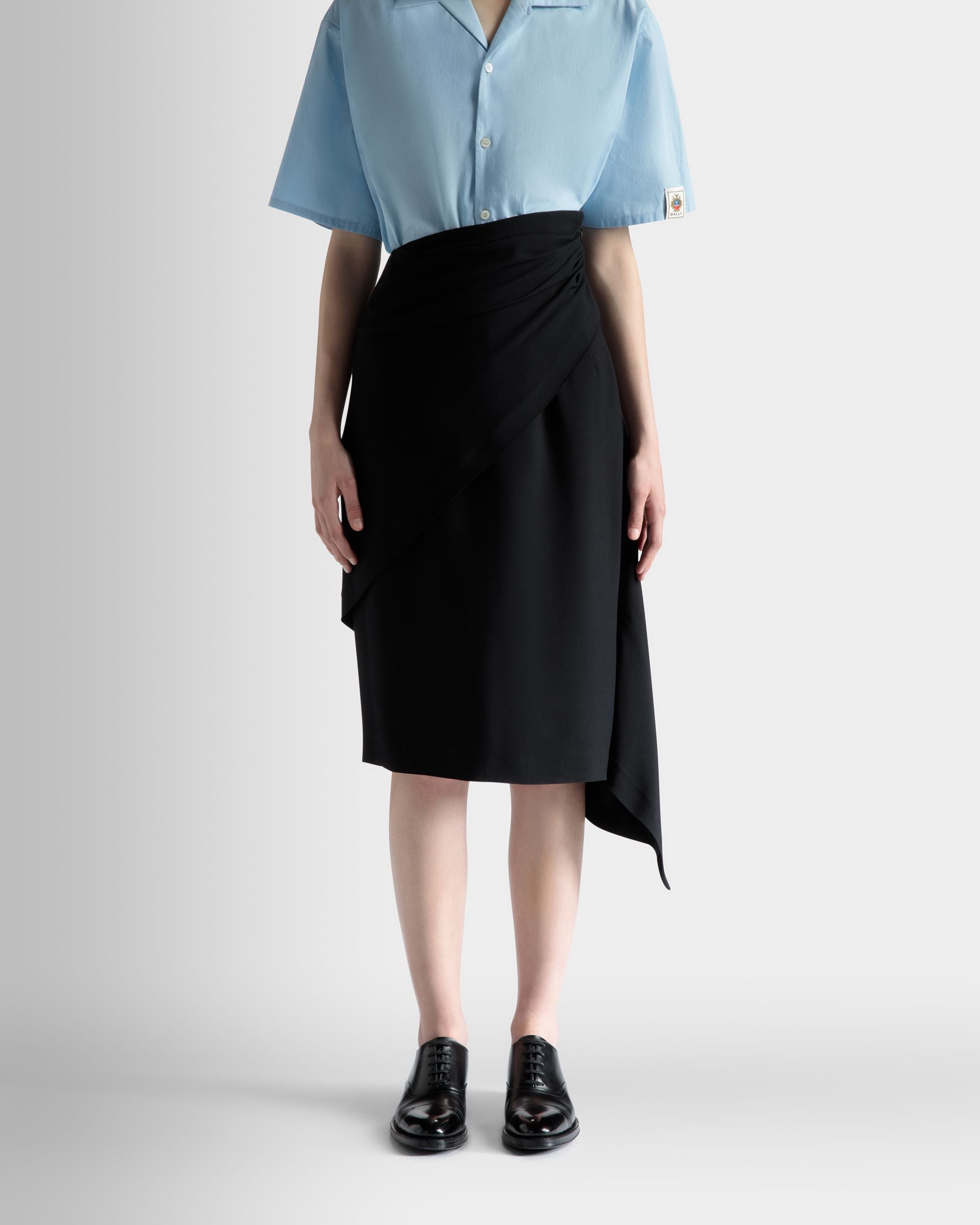 アシンメトリー ミディスカート ブラック フルイド Crepe - 女性 - Bally - 03