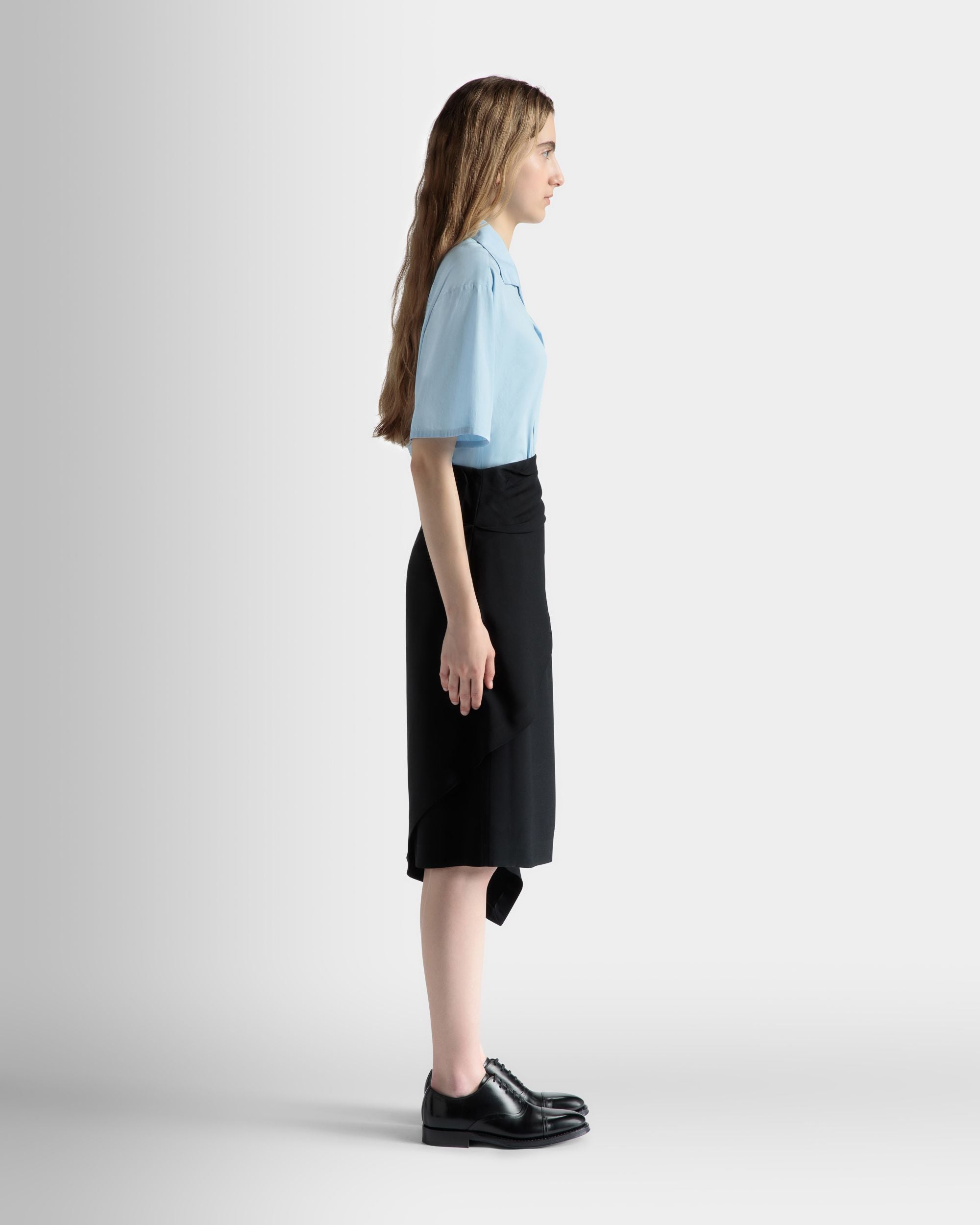 アシンメトリー ミディスカート ブラック フルイド Crepe - 女性 - Bally - 05