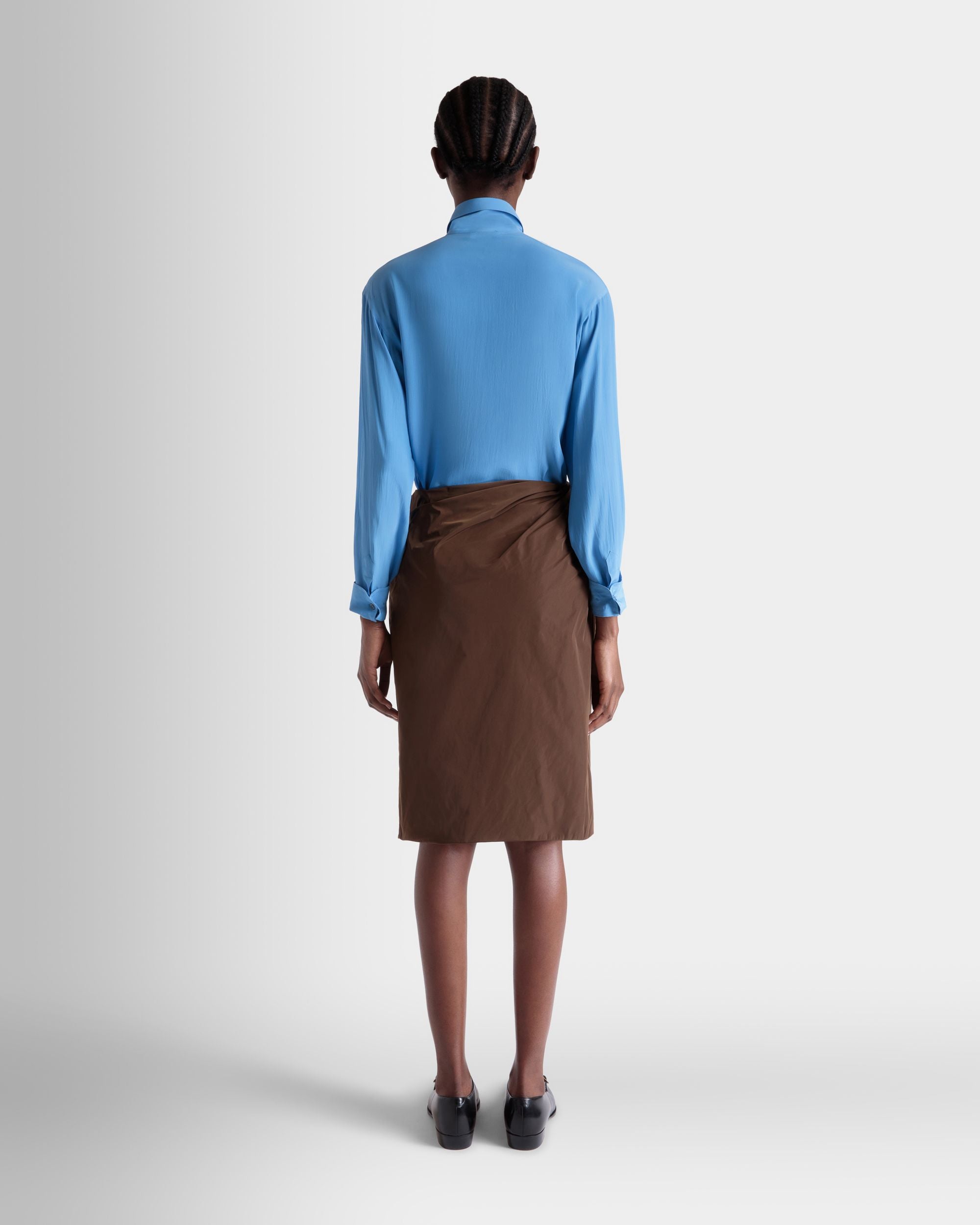 ドレープ ミディスカート ブラウン テクニカルダッチェスサテン - 女性 - Bally - 06