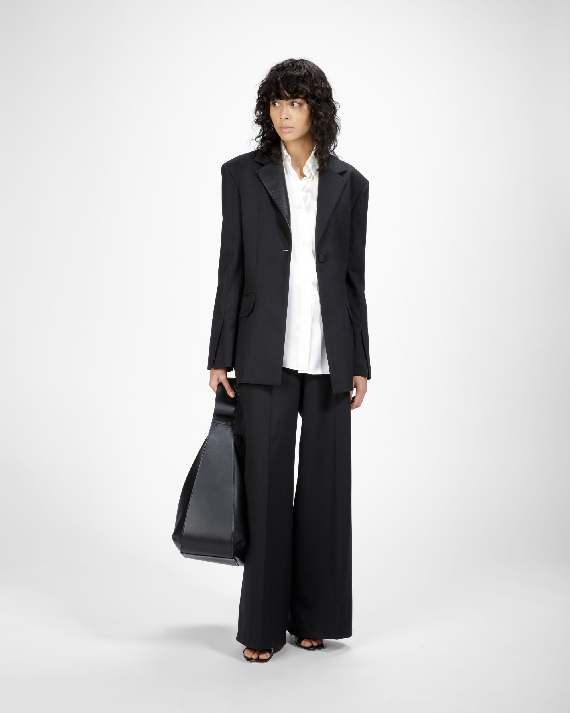 レザー ウエストバンド パンツ ブラック ウールミックス パンツ - 女性 - Bally - 05