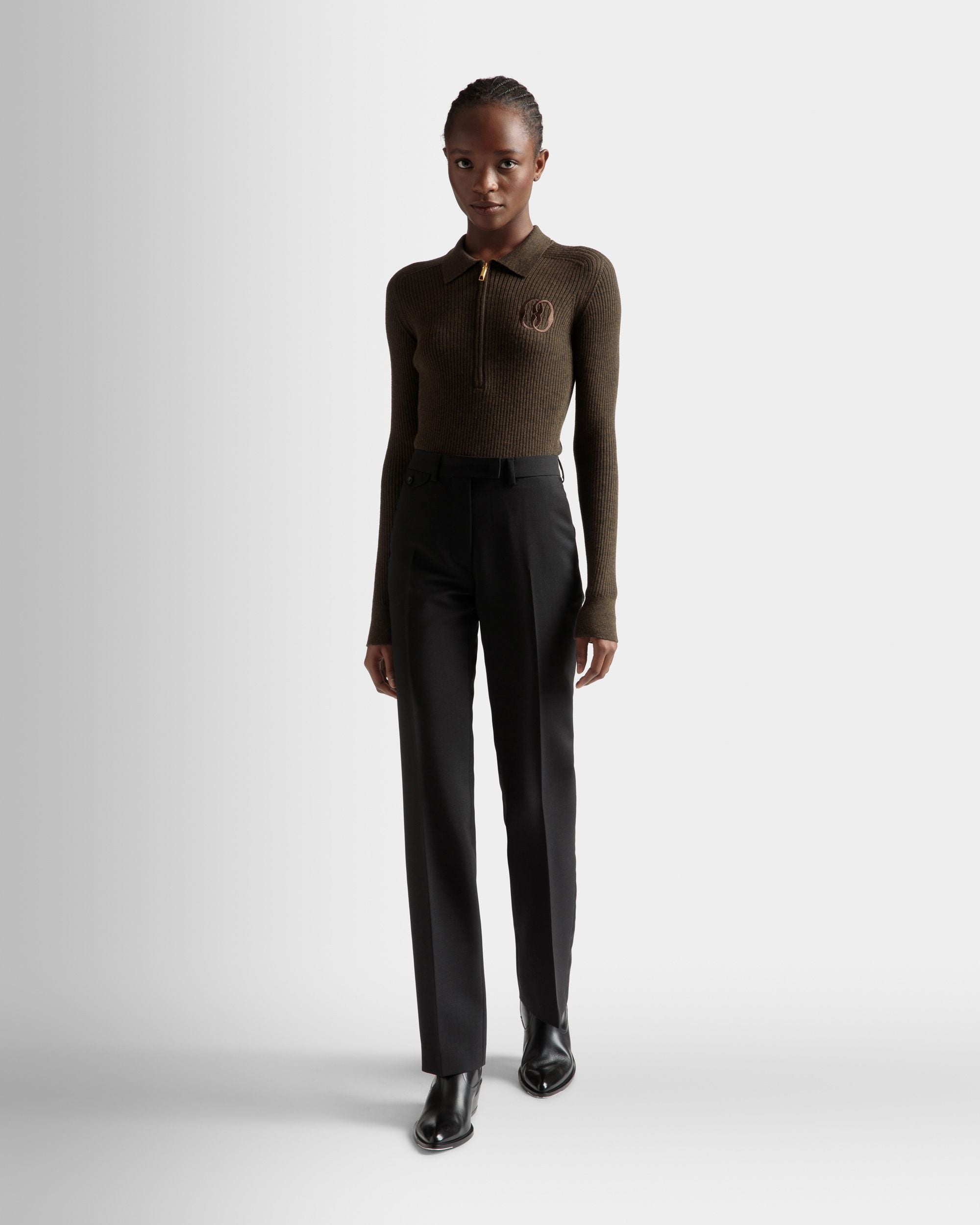 テーラード ストレートパンツ ブラック モヘアウールブレンド - 女性 - Bally - 02