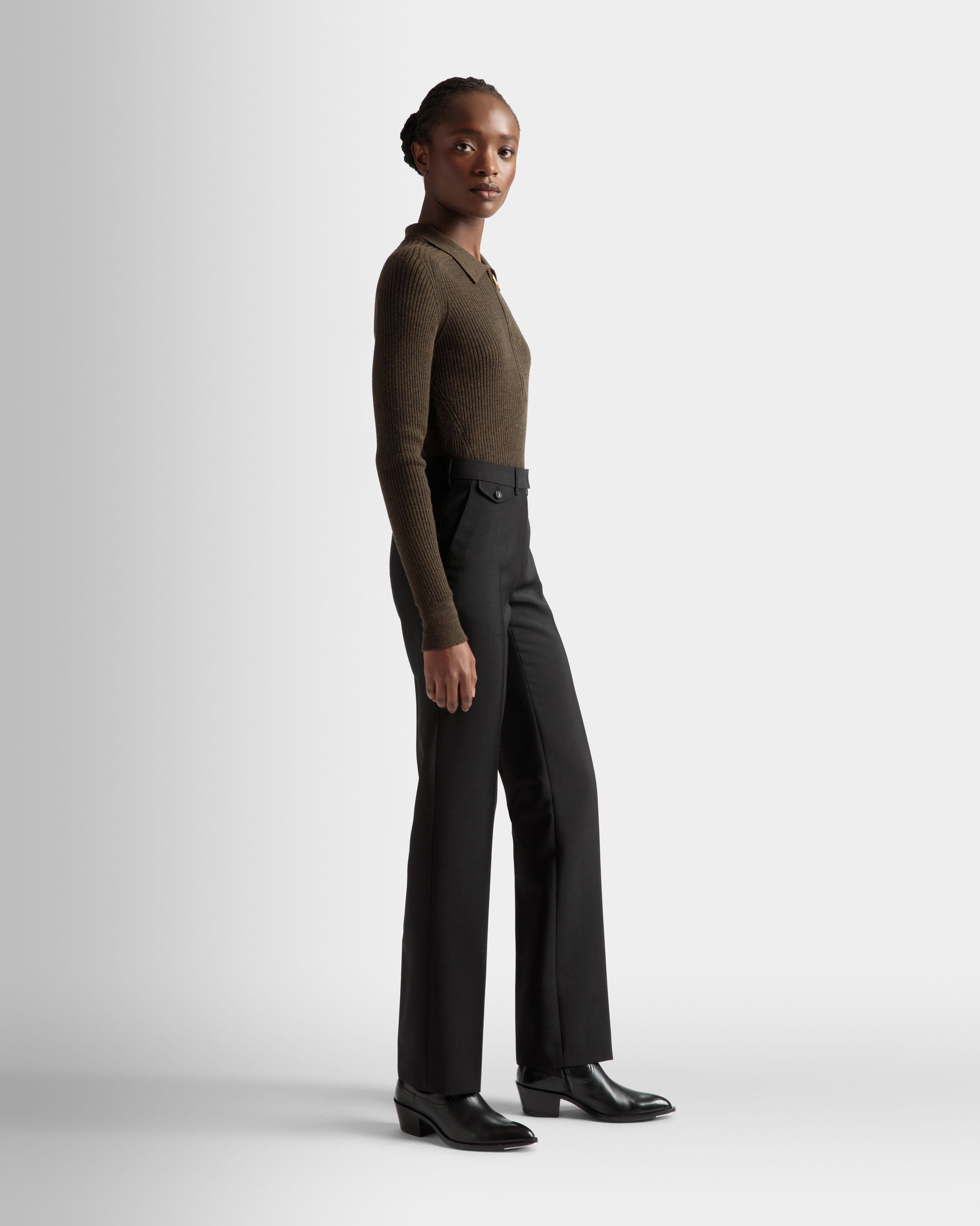 テーラード ストレートパンツ ブラック モヘアウールブレンド - 女性 - Bally - 05