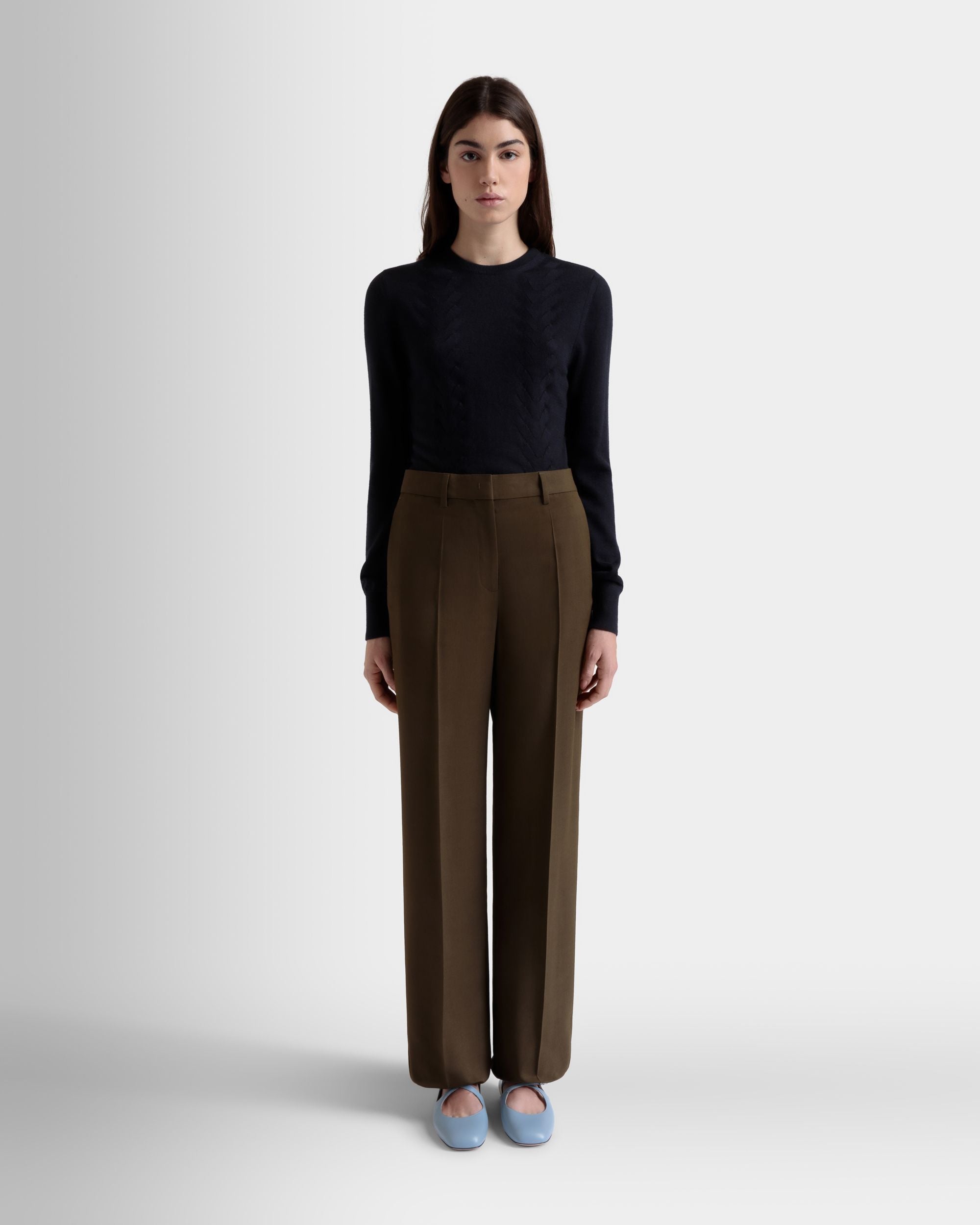 ストレートパンツ ミリタリーグリーン フルイドギャバジン - 女性 - Bally - 02