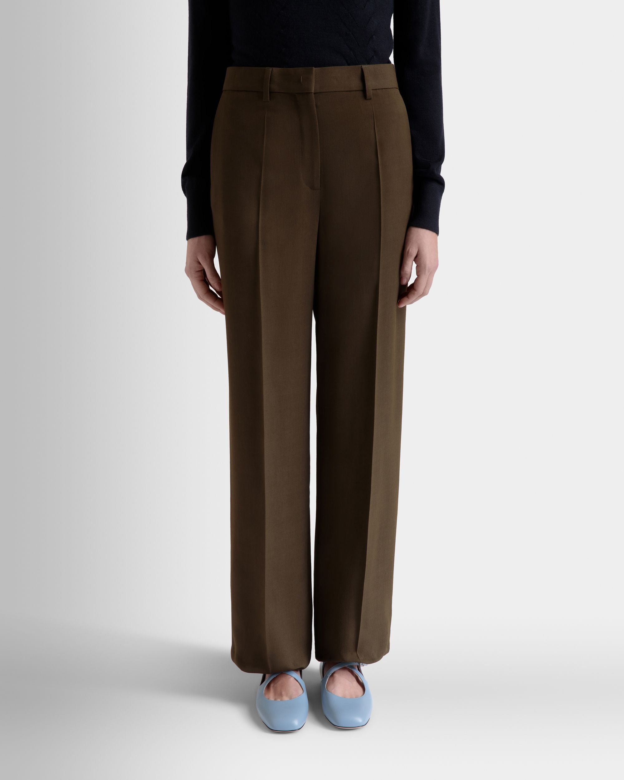 ストレートパンツ ミリタリーグリーン フルイドギャバジン - 女性 - Bally - 08