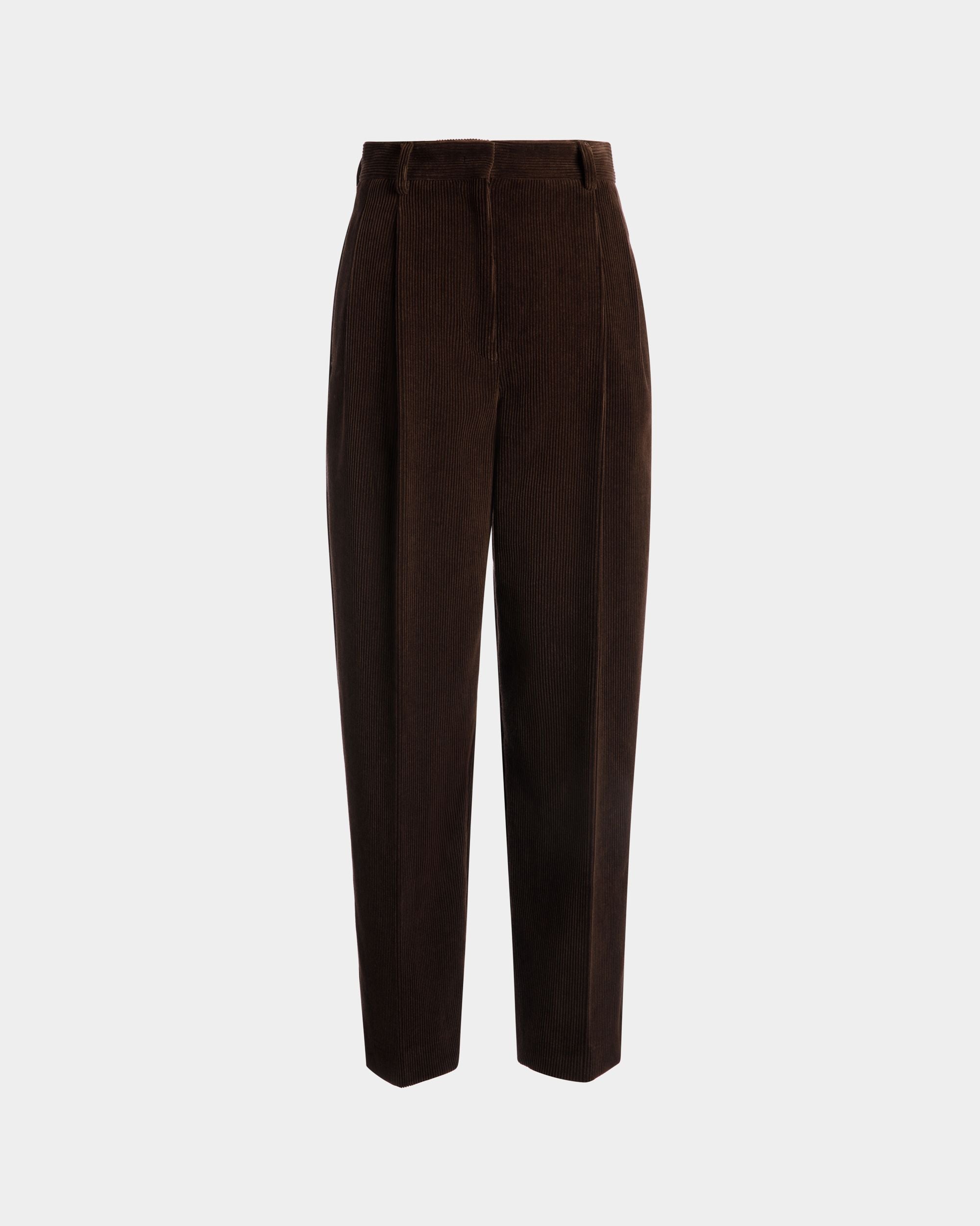 Winter Capsule タック パンツ エバノブラウン コットンコーデュロイ - 女性 - Bally - 01