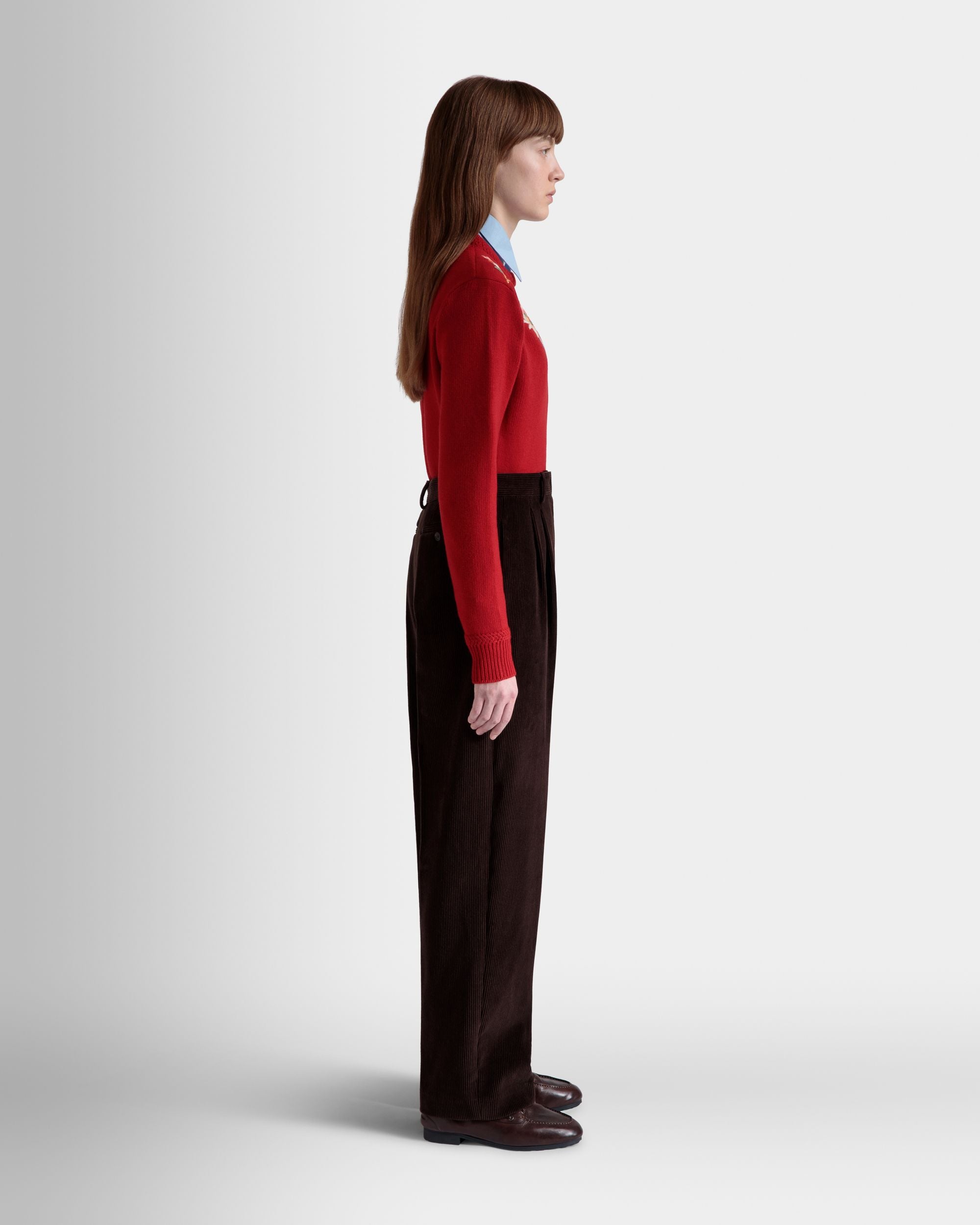 Winter Capsule タック パンツ エバノブラウン コットンコーデュロイ - 女性 - Bally - 05