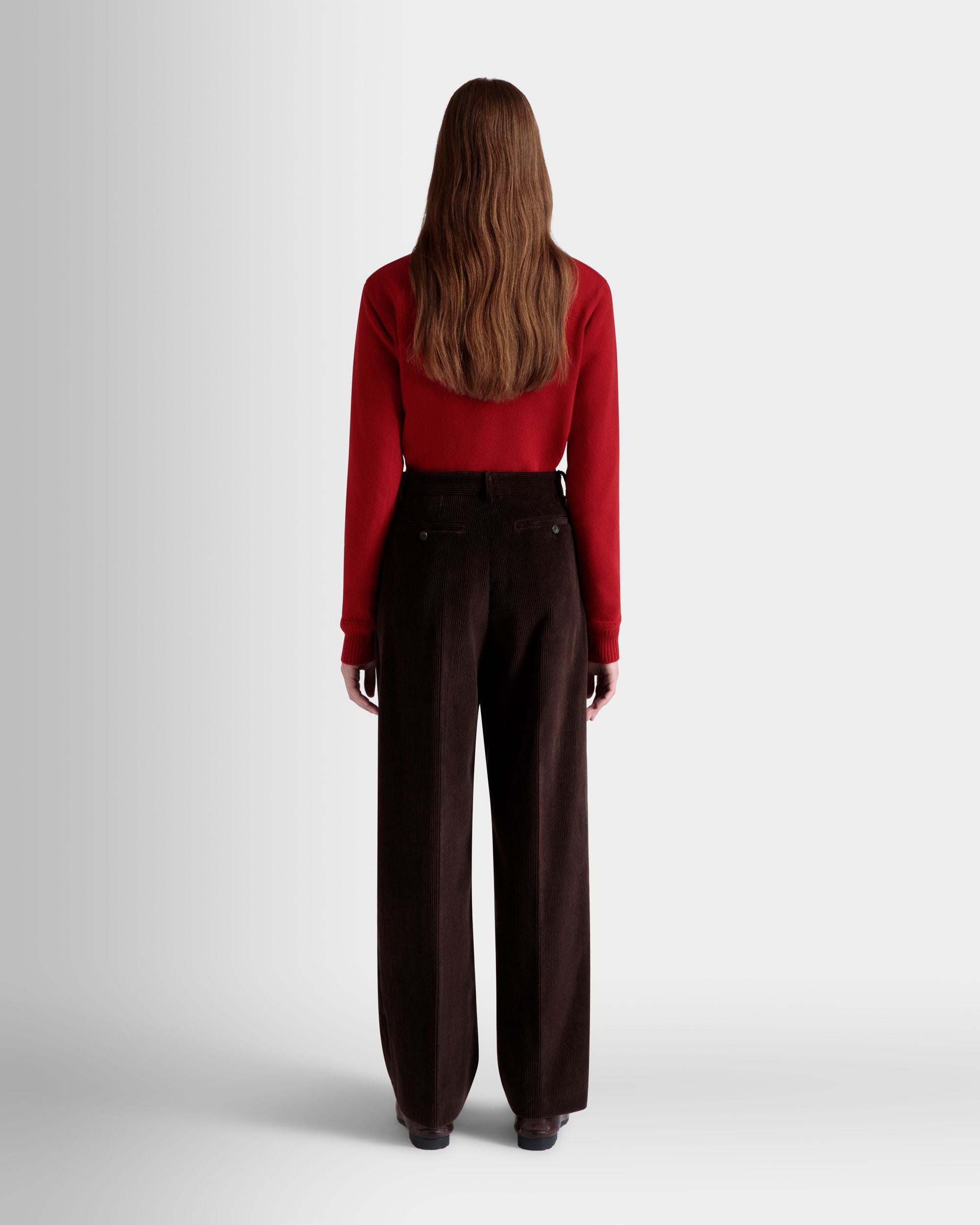 Winter Capsule タック パンツ エバノブラウン コットンコーデュロイ - 女性 - Bally - 06
